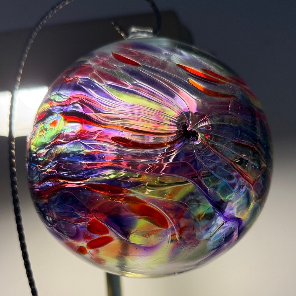 Vibrant Swirl Glass Art Sphere